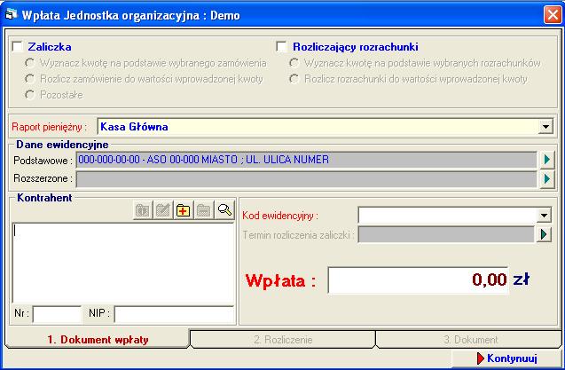 Tworzenie, edycja oraz zatwierdzanie dokumentów wpłat KP (Kasa Przyjęła) Aby utworzyć dokument wpłaty, naleŝy