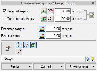 Wstążka Kanalizacja Grupa logiczna Sieci Kanalizacyjne Program AutoCAD: Pasek narzędzi Sieci Kanalizacyjne lub napisz OSWR_VSGC sanitarna OSWR_VRWGC deszczowa OSWR_VGC ogólnospławna Teraz wyświetla