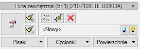 Po zaznaczeniu wprowadzonego rurociągu zewnętrznego wyświetlane jest okno akcji. Rys. 119.