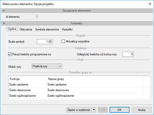 Praca z programem Rys. 7. Okno opcji programu ArCADia, zakładka Ogólne W oknie Opcje projektu pod zakładką Ogólne w panelu Parametry znajdują się zakładki umożliwiające wybór typu ustawień.