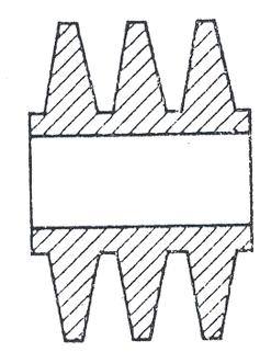 Zadanie 27. Na ilustracji przedstawiono element napędu mieszadła. popychacz dozatora materiałów mazistych. fragment kompensatora osiowego rurociągu. fragment rury żebrowanej wymiennika ciepła.