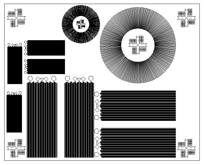 Zakład Mikro- i Nanotechnologii Półprzewodników Szerokoprzerwowych 11 o ramionach długości 30 µm składających się z trzech linii szerokości 1 µm w module 5 µm.