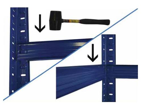 Take two of L-shaped upright beams and attach a short beam across the bottom to connect the two, creating a U shape.