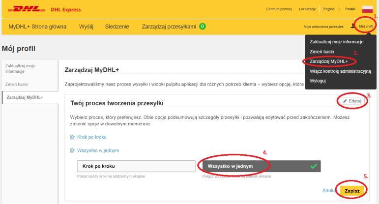 Ustawienie pierwszy wybór (paczka / dokumenty)... 2 5. Ustawienie faktury (własna / z aplikacji)... 3 6. Zwroty przesyłek... 3 7. Dodanie strony wsparcia w szybkich linkach... 4 8.