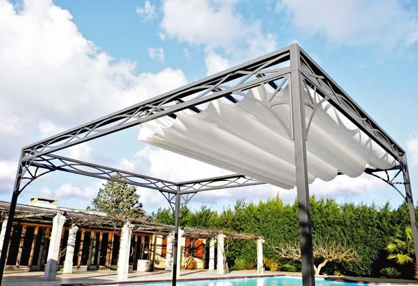 >> Rolety Techroll 200K-Outdoor, >> Techroll 200K-Outdoor Zipblinds, >> Promienniki świetlne >> Outdoor curtains, modułu: szerokość 7m, wysięg module: 7m width, 5m 