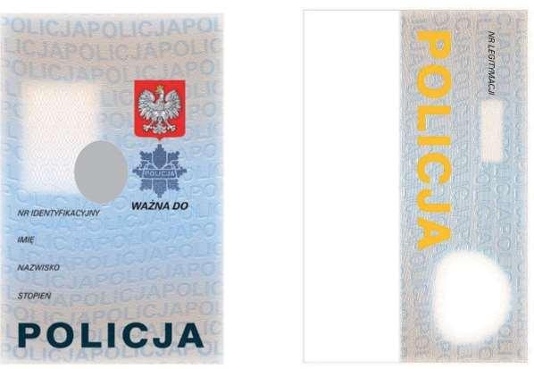 Wzór nr 5 do 18 WZÓR LEGITYMACJI SŁUŻBOWEJ POLICJANTA Legitymacja służbowa ma formę karty wykonanej z wielowarstwowego poliwęglanu w formacie ID-1 o wymiarach 85,6 x 53,98 x 0,76 mm (format: wg