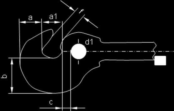 Wymiar graniczny maksymalnego zużycia haka w tym miejscu nie może przekroczyć 56 mm 59 mm 60 mm 61 mm