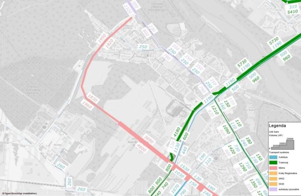 Przedłużenie I linii metra na północ Rok 2050 pasażerowie/godzinę szczytu porannego 4000-8500 pas.