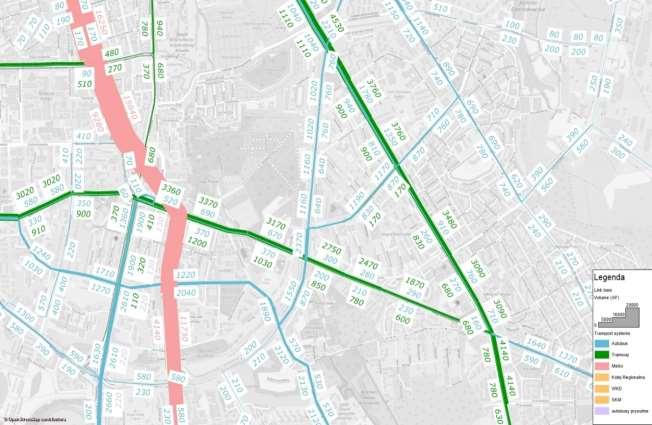 liczba pasażerów/ godzinę/przekrój Maks.