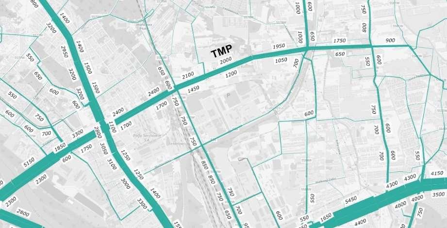 Trasa Mostu Północnego (TMP), odcinek Modlińska TOG Kontynuowanie budowy: w klasie Gp 2x2 od ul. Modlińskiej do ul. Płochocińskiej - ze względu na natężenia ruchu oraz powiązanie z DW 633 (ul.