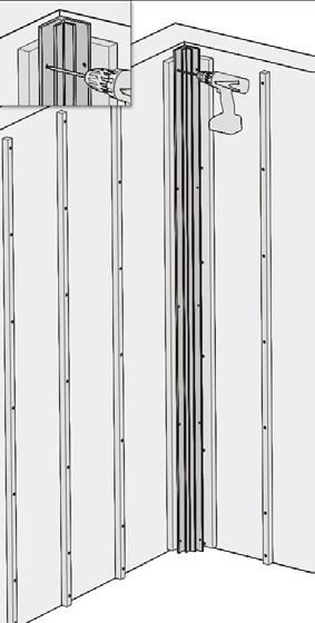 Montaż narożnika wewnętrzenego US47 1 Narożnik wewnętrzny zostanie zainstalowany w sposób pokazany na Rys. 8 poprzez pierwsze nawiercenie wstępne, a następnie mocowanie za pomocą śrub. RYS.