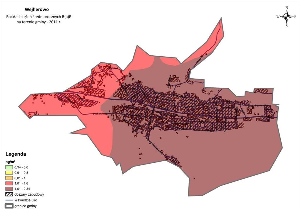 Pomiary prowadzone w 2013 r. wykazały: przekroczenia dopuszczalnego stężenia 24-godz. dla pyłu PM10-39 dni z przekroczeniem normy 24-godz.