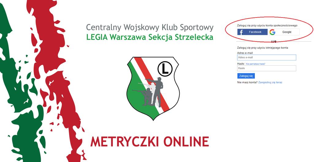 3.2. Jeśli konto zostało założone poprzez social media wystarczy kliknąć w odpowiednią ikonę i