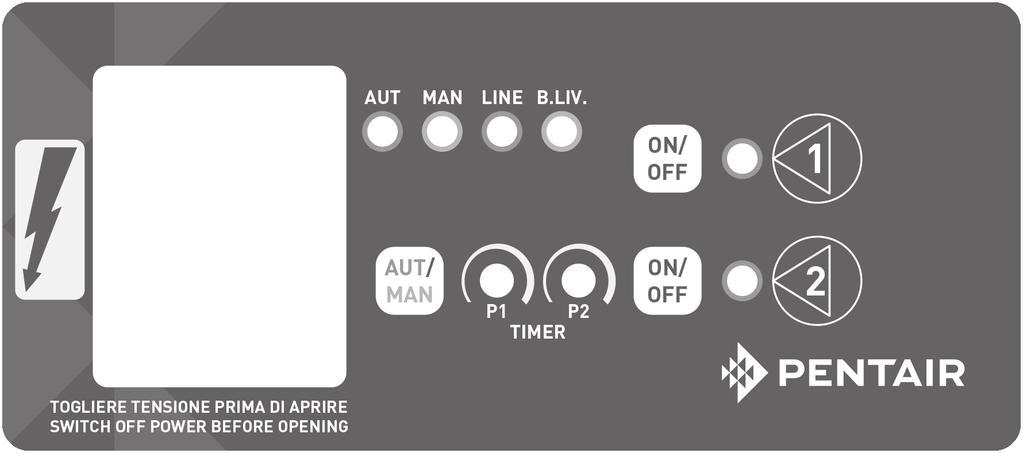 NOCCHI PRESSOMAT PANEL ELEKTRYCZNY ZASILANY JEDNOFAZOWO PANEL ELEKTRYCZNY Obudowa z tworzywa sztucznego - IP55 Wyłącznik główny Elektroniczny panel sterowania z przyciskiem trybu pracy ręcznie/