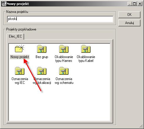 4.2. Założenie Projektu 21 Z menu kontekstowego wybieramy Nowy projekt... Pojawia się okno: Wskazujemy myszką ikonę jednego z projektów modelowych i naciskamy <Enter> lub wykonujemy na niej dwuklik Rys.