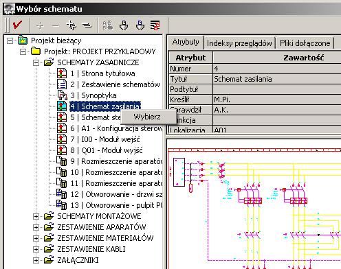 4.11. Wydruki schematów 65 Rys. 4.37 Lista schematów do wydruku Na ostatnich stronach przedstawione są wydruki schematów wybranych w oknie (Rys. 4.37). Uwaga!