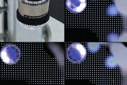 Diody LED stosowane w modelach mikroskopu Dino-Lite korzystających z funkcji FLC, są podzielone na 4 różne ćwiartki, które można regulować oddzielnie.