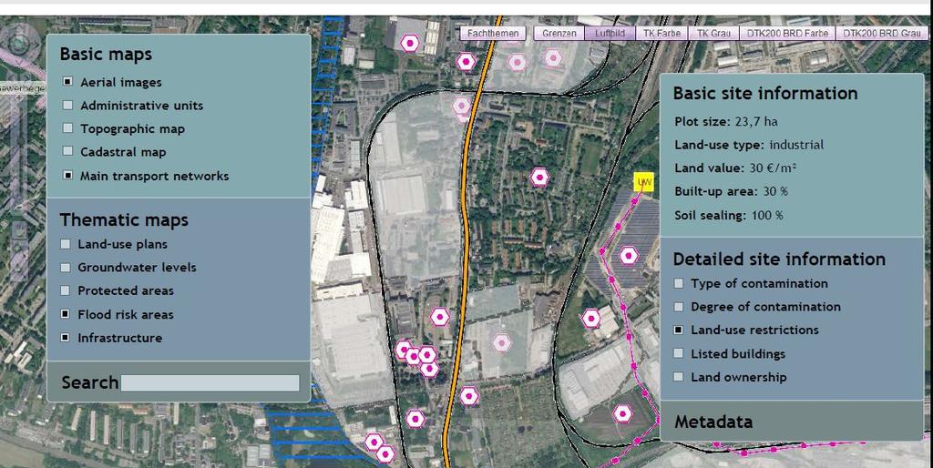 GreenerSites narzędzie geoinformacyjne Wszystkie