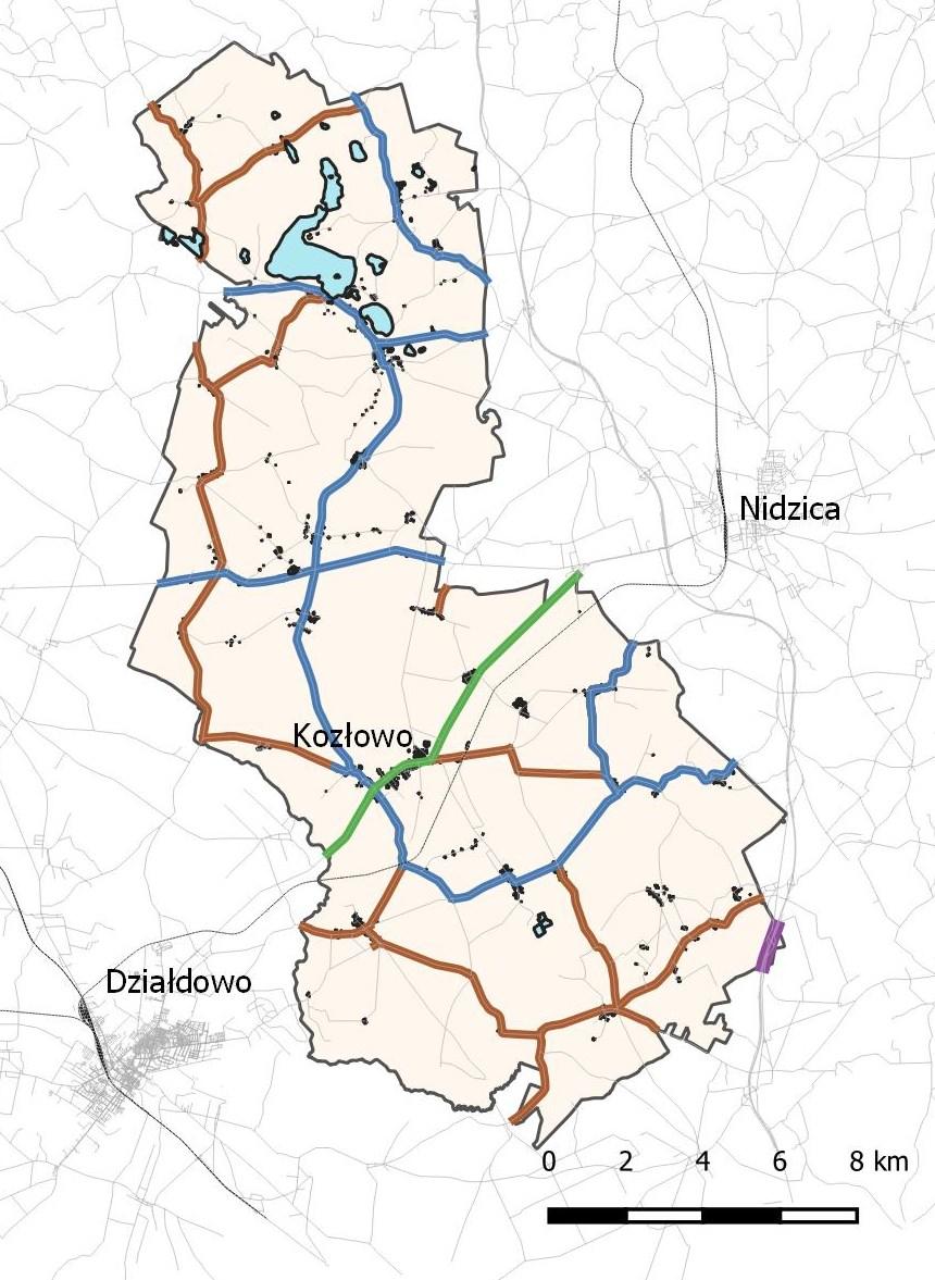 6.5 Zimowe utrzymanie dróg Drogi publiczne w gminie Kozłowo zaliczane są do 4 standardów zimowe utrzymanie dróg 34 Standard zimowego utrzymania dróg Standard I Standard III Standard V Standard VI Ryc.