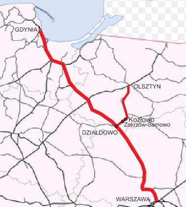 6.8 Infrastruktura transportu kolejowego Przez gminę Kozłowo przebiega linia kolejowa jednotorowa, normalnotorowa, zelektryfikowana nr 216 Działdowo - Olsztyn Główny.