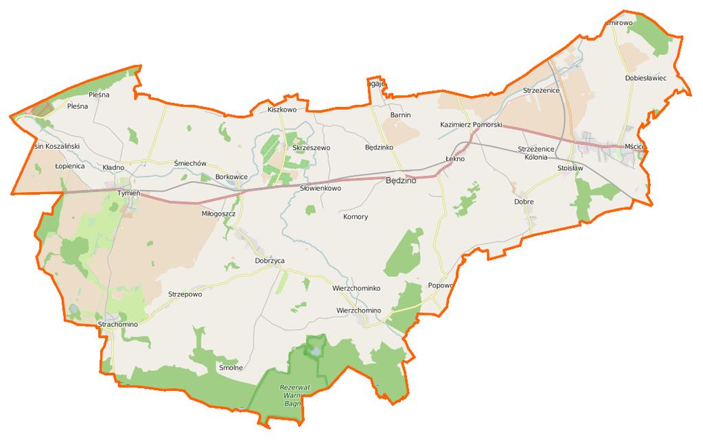 Rysunek 5. Struktura Gminy Będzino Źródło: https://pl.wikipedia.org/ Zgodnie z danymi GUS, największą powierzchnię Gminy Będzino stanowią użytki rolne 81,21 % ogólnej powierzchni Gminy.