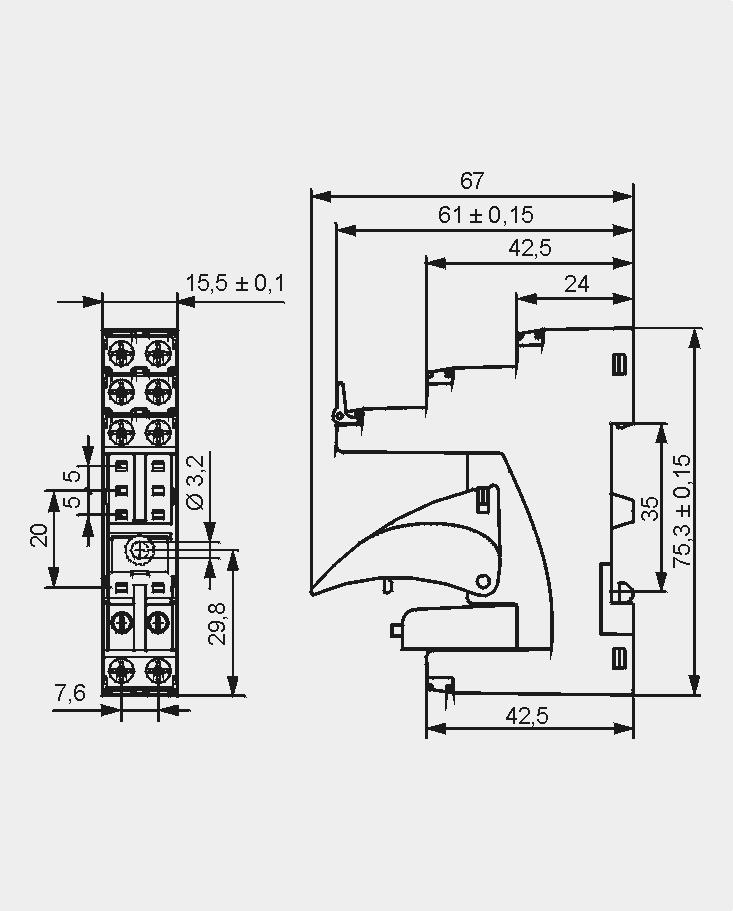 M... GZM80 RMB841,, Z zaciskami śrubowymi Maksymalny moment dokręcenia zacisku: 0,7 Nm lub na