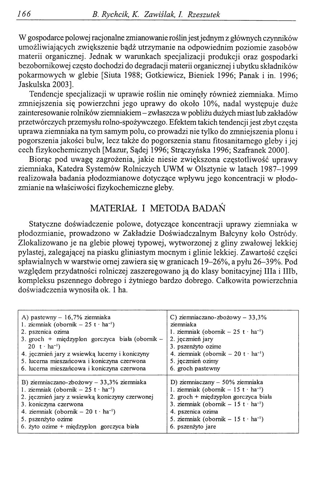 166 B. Rychcik, К. Zawiślak, I.