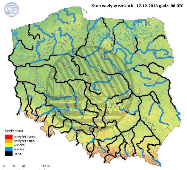 INFORMACJE HYDROLOGICZNO METEOROLOGICZNE Stan wody w rzekach Rozkład dobowej sumy opadów Prognoza