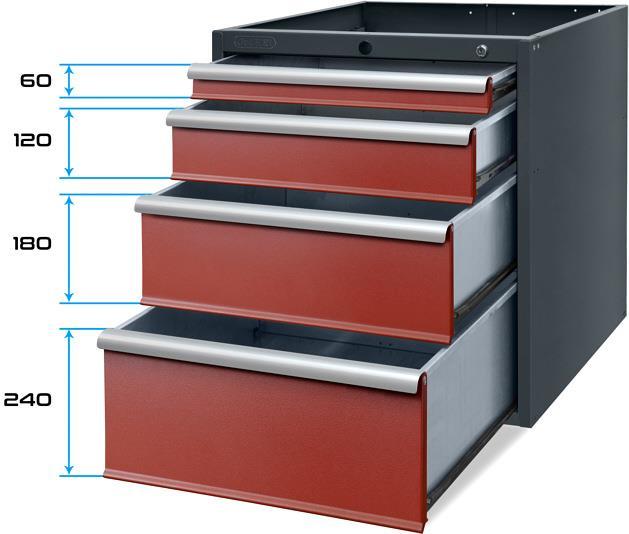 Wymiary szuflad Typ szuflady Wymiary użytkowe 60 46h x530 x445mm 120 106h x530 x445mm 180 166h x530