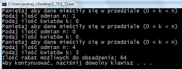 W takim przypadku lepiej stosować algorytm iteracyjny. ZADANIE 72 (Rabaty kwiatowe) Grażyna bardzo lubi kwiaty. Co roku obsadza rabaty wokół domu różnymi odmianami kwiatów.