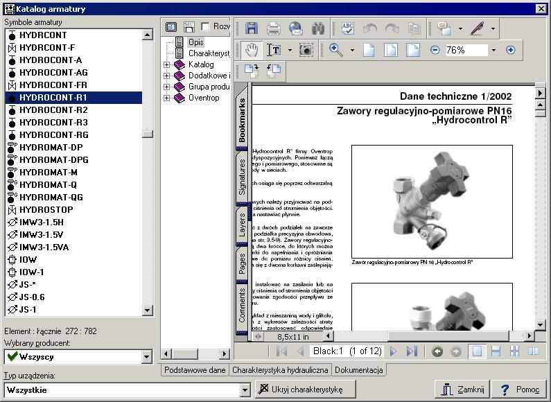 Purmo CO 36 Dokumentacja techniczna Wprowadzanie danych instalacji 44 5623 32, menu Dane 179, Rysowanie rozwinięcia i wprowadzanie danych o elementach Wprowadzanie danych w tabelach Program został