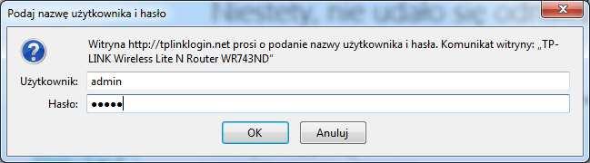 którym podajemy nazwę użytkownika i