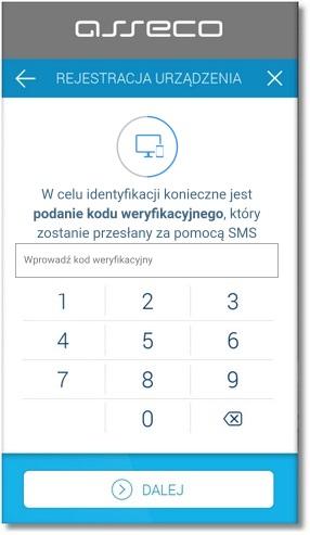 W następnym kroku w tym polu należy wprowadzić kod PIN, który będzie służył do logowania w aplikacji oraz wybrać przycisk