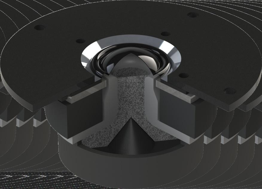 Głośnik wysokotonowy: ü Membrana wykonana z kompozytu jedwab/poliwęglan modyfikowanego termicznie i poddanego wielokrotnej impregnacji ü Technologia ARC (anty reflex chamber) W komorze głośnika