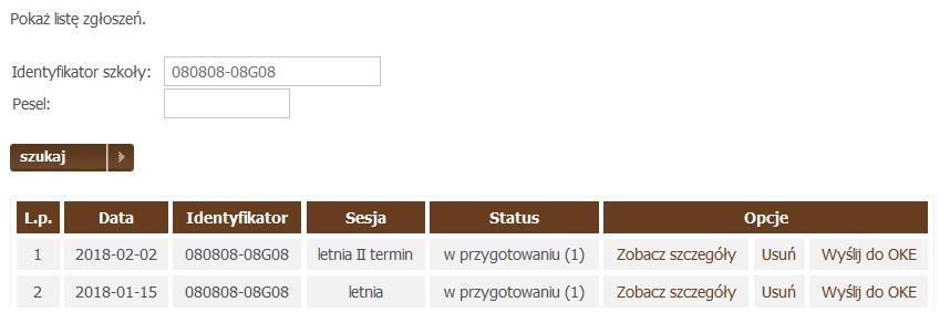 ZGŁOSZENIA UCZNIÓW NA EGZAMIN W TERMINIE