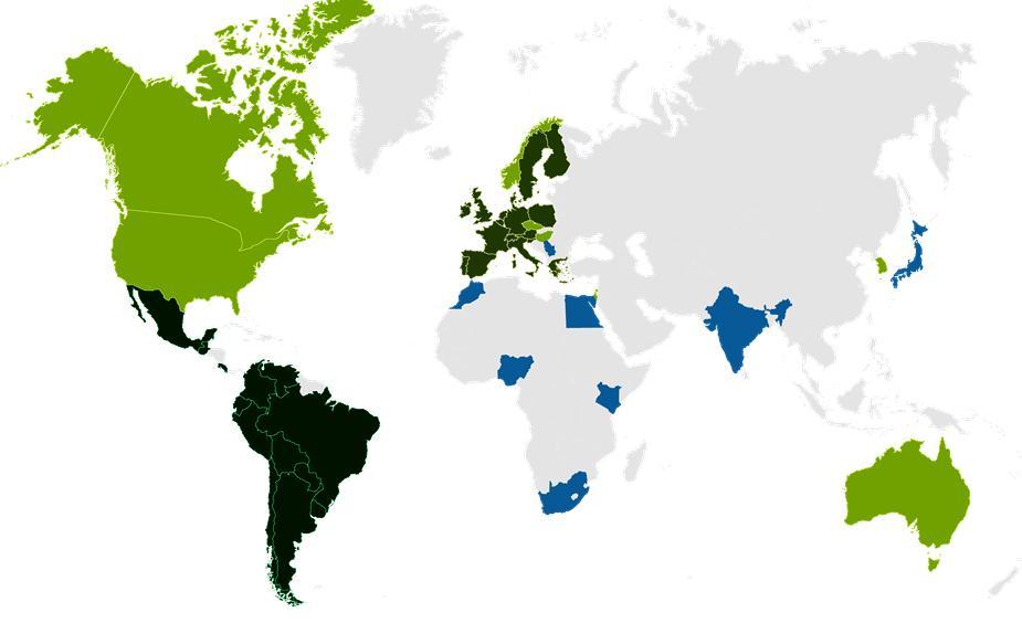 Stany Zjednoczone Azja i Oceania: Australia, Indie, Izrael, Japonia, Południowa Korea Internetowe badania