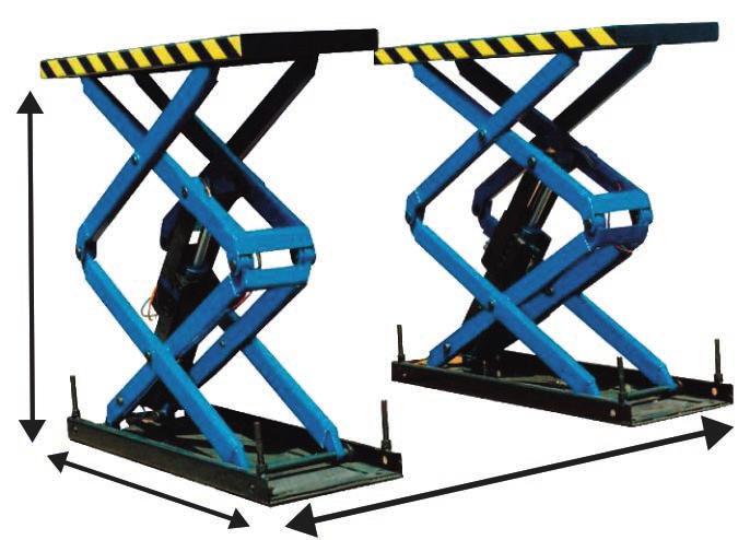 features Capacity 3000kg Construction of the elevator and control unit adapted for floor mounting Maximum working height 1000mm Two hydraulic cylinders Solid construction Double electro-magnetic lock