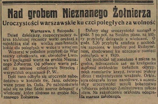 Artykuł Ilustrowana Republika z 2.11.1928r.