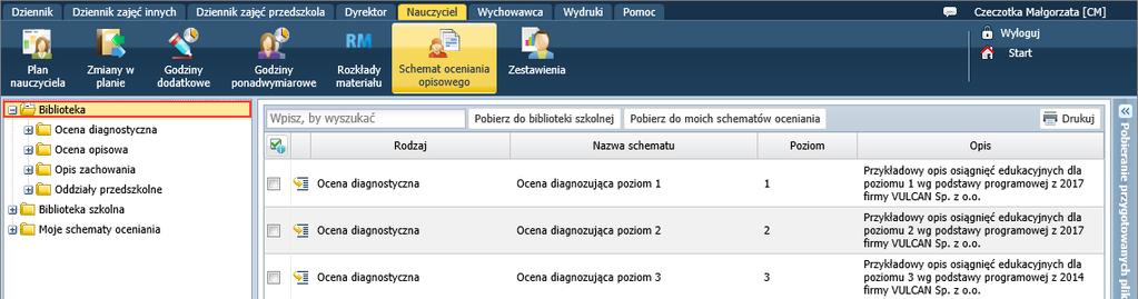 Schematy można stosować podczas oceniania zachowania i osiągnięć edukacyjnych uczniów oraz do sporządzania ocen diagnostycznych, monitorujących postępy ucznia w ciągu roku szkolnego.