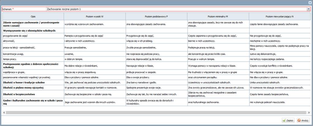 Sporządzanie oceny opisowej ucznia z wykorzystaniem szablonu Z wykorzystaniem szablonów można oceniać zachowanie ucznia oraz osiągnięcia edukacyjne. 1.