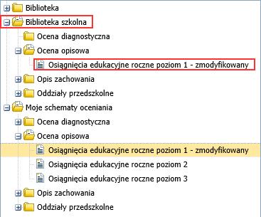 oceniania 8/18 Tworzenie nowego schematu oceniania opisowego Nauczyciel może również wprowadzić do systemu swój własny schemat oceniania opisowego.