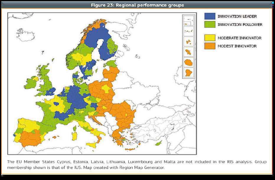 Inwestycje z B+R w Europie 266 regionów