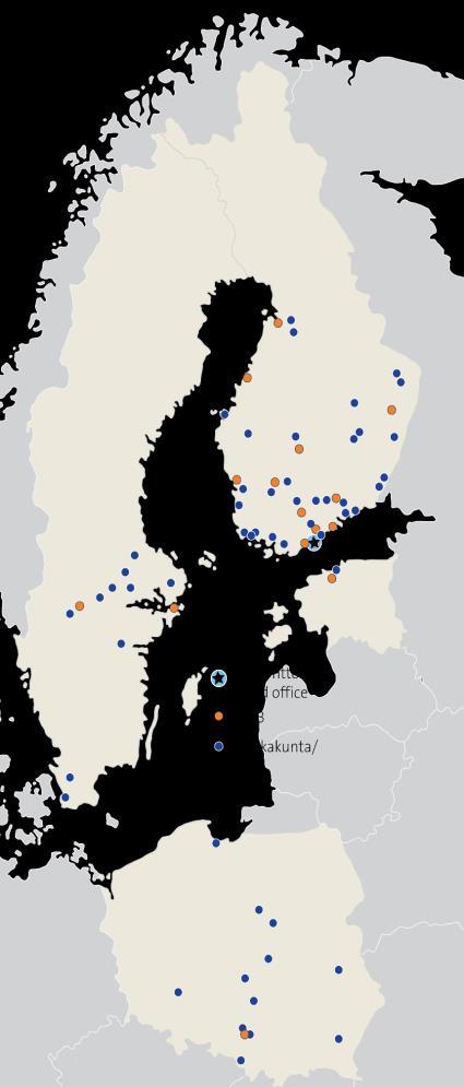 4 kraje, ~1850 pracowników Szwecja: 12 głównych lokalizacji, 300 pracowników, głównie długoterminowe umowy utrzymania ruchu w przemyśle i w sektorze energetycznym Finlandia: 51 głównych lokalizacji,