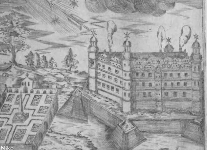 Najstarszy widok od płd. zach. zamku. Miedzioryt z publikacji "Theatrum posthumi honoris Benegnae Polyxenae..." wydanej w Głogówku w 1631 Współczesny widok zamku od wschodu.