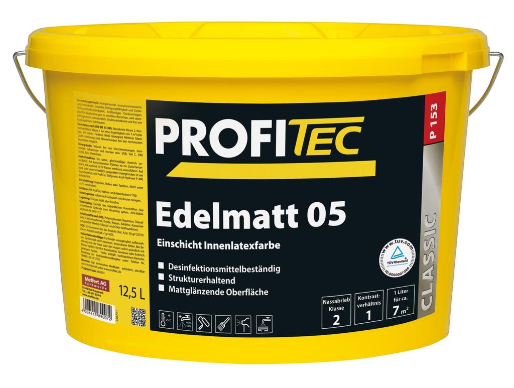 Edelmatt 05 P 153 Profesjonalna, półmatowa farba lateksowa do stosowania wewnątrz Opis produktu Zakres zastosowania Jednowarstwowa farba lateksowa do stosowania wewnątrz, zapewniająca optymalne