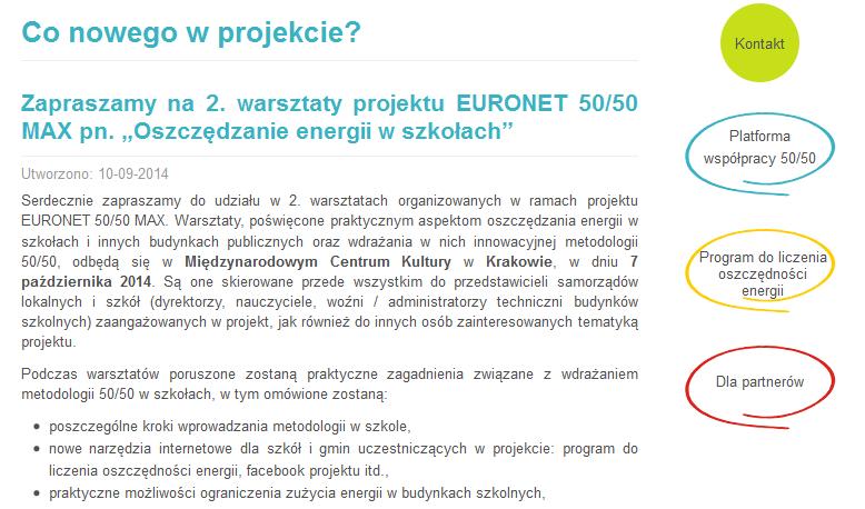 Przydatne narzędzia dostępne na stronie projektu EURONET 50/50 MAX 1.