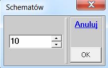 Przykładowo można wpisać 10 i wtedy lista schematów będzie zawierała tylko 10 obciążeń i może się rozpoczynać opcją *** Poprzednie ***