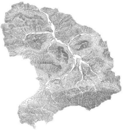 Topography of the Raba river catchment,