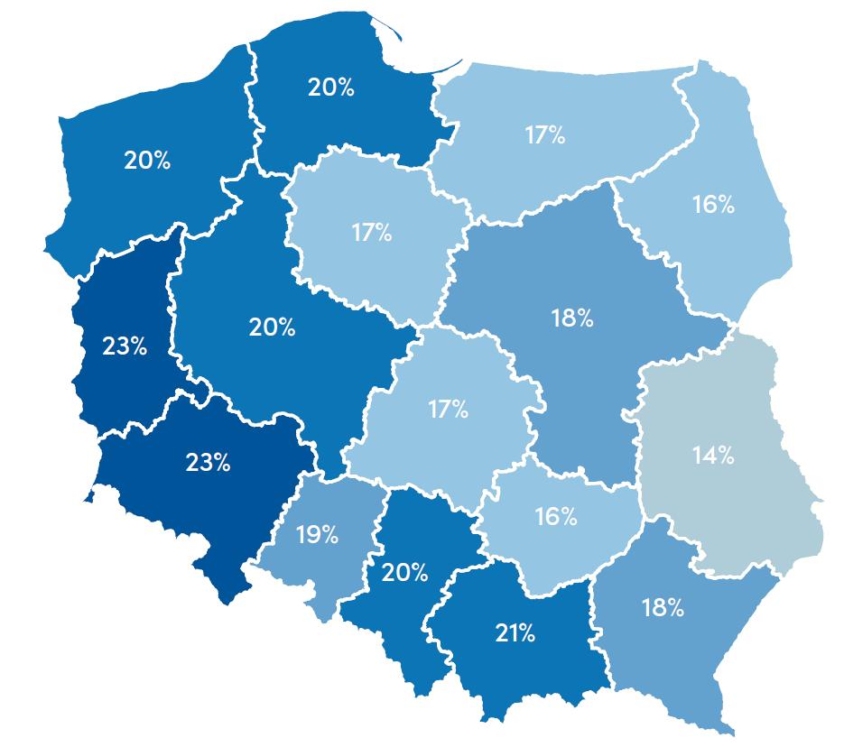 Wprowadzenie Wyniki raportu Technologie cyfrowe Co jeszcze w raporcie Co piąta firma korzysta z usług chmury obliczeniowej Udział mikro i małych firm korzystających