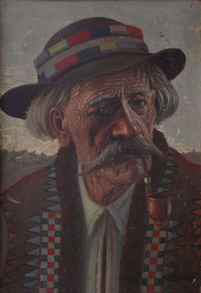 73. Konstanty Szewczenko(1910-1991) Portret starego hucuła z fajką